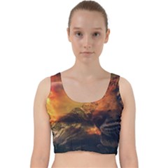 Tiger King In A Fantastic Landscape From Fonebook Velvet Racer Back Crop Top by 2853937