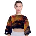 Tiger King In A Fantastic Landscape From Fonebook Tie Back Butterfly Sleeve Chiffon Top View1