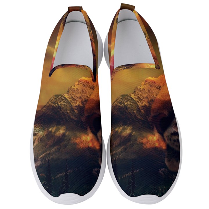 Tiger King In A Fantastic Landscape From Fonebook Men s Slip On Sneakers