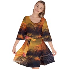 Tiger King In A Fantastic Landscape From Fonebook Velour Kimono Dress by 2853937