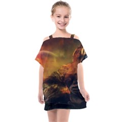 Tiger King In A Fantastic Landscape From Fonebook Kids  One Piece Chiffon Dress by 2853937