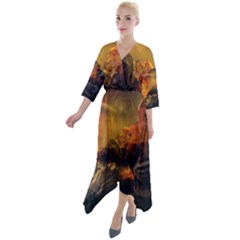 Tiger King In A Fantastic Landscape From Fonebook Quarter Sleeve Wrap Front Maxi Dress by 2853937