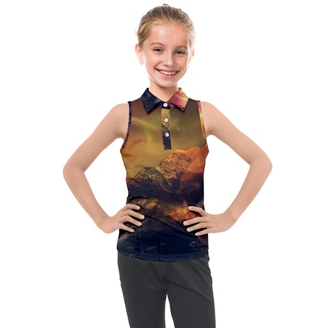 Tiger King In A Fantastic Landscape From Fonebook Kids  Sleeveless Polo Tee by 2853937