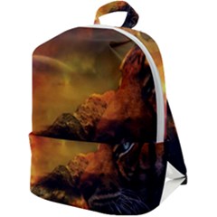 Tiger King In A Fantastic Landscape From Fonebook Zip Up Backpack by 2853937