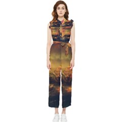 Tiger King In A Fantastic Landscape From Fonebook Women s Frill Top Jumpsuit by 2853937