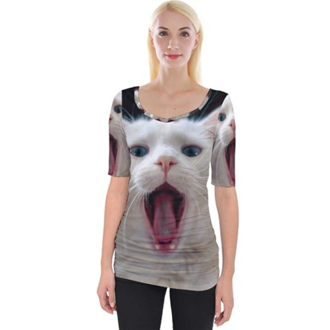 Wow Kitty Cat From Fonebook Wide Neckline Tee by 2853937