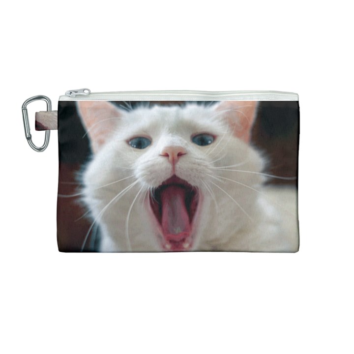 Wow Kitty Cat From Fonebook Canvas Cosmetic Bag (Medium)