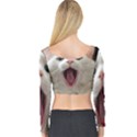 Wow Kitty Cat From Fonebook Long Sleeve Crop Top View2