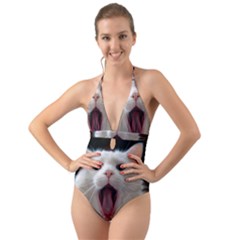 Wow Kitty Cat From Fonebook Halter Cut-out One Piece Swimsuit by 2853937