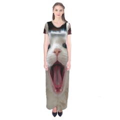 Wow Kitty Cat From Fonebook Short Sleeve Maxi Dress