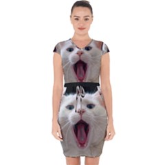 Wow Kitty Cat From Fonebook Capsleeve Drawstring Dress  by 2853937