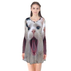 Wow Kitty Cat From Fonebook Long Sleeve V-neck Flare Dress by 2853937