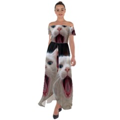 Wow Kitty Cat From Fonebook Off Shoulder Open Front Chiffon Dress by 2853937