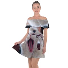 Wow Kitty Cat From Fonebook Off Shoulder Velour Dress by 2853937