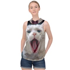 Wow Kitty Cat From Fonebook High Neck Satin Top by 2853937