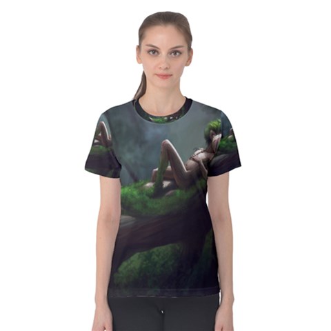 Wooden Child Resting On A Tree From Fonebook Women s Cotton Tee by 2853937