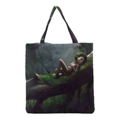 Wooden Child Resting On A Tree From Fonebook Grocery Tote Bag by 2853937