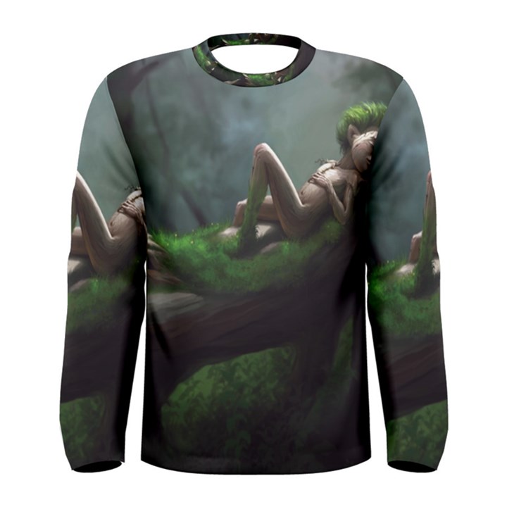 Wooden Child Resting On A Tree From Fonebook Men s Long Sleeve Tee