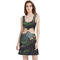 Wooden Child Resting On A Tree From Fonebook Velvet Cutout Dress by 2853937