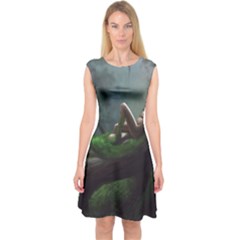 Wooden Child Resting On A Tree From Fonebook Capsleeve Midi Dress by 2853937