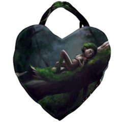 Wooden Child Resting On A Tree From Fonebook Giant Heart Shaped Tote by 2853937