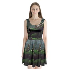 Wooden Child Resting On A Tree From Fonebook Split Back Mini Dress  by 2853937