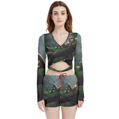 Wooden Child Resting On A Tree From Fonebook Velvet Wrap Crop Top And Shorts Set by 2853937