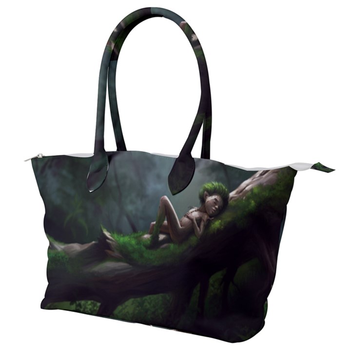 Wooden Child Resting On A Tree From Fonebook Canvas Shoulder Bag