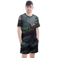 Wooden Child Resting On A Tree From Fonebook Men s Mesh Tee And Shorts Set