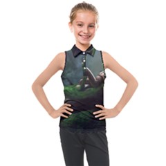 Wooden Child Resting On A Tree From Fonebook Kids  Sleeveless Polo Tee