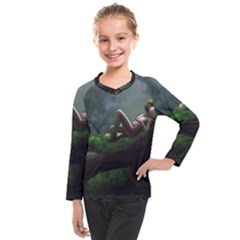 Wooden Child Resting On A Tree From Fonebook Kids  Long Mesh Tee