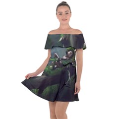 Wooden Child Resting On A Tree From Fonebook Off Shoulder Velour Dress by 2853937