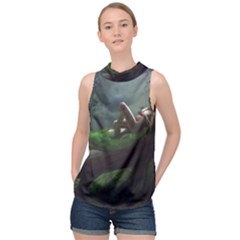 Wooden Child Resting On A Tree From Fonebook High Neck Satin Top