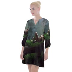 Wooden Child Resting On A Tree From Fonebook Open Neck Shift Dress by 2853937