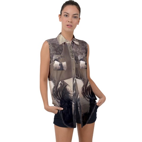 Lord Of The Dragons From Fonebook Sleeveless Chiffon Button Shirt by 2853937