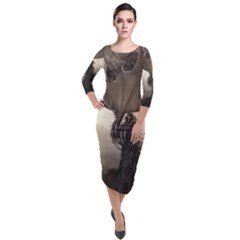 Lord Of The Dragons From Fonebook Quarter Sleeve Midi Velour Bodycon Dress by 2853937