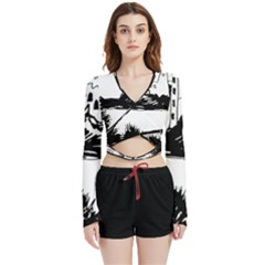 Graphic  Velvet Wrap Crop Top And Shorts Set