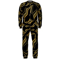 Black And Orange Geometric Design Onepiece Jumpsuit (men)  by dflcprintsclothing