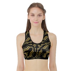 Black And Orange Geometric Design Sports Bra With Border