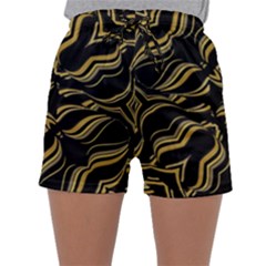 Black And Orange Geometric Design Sleepwear Shorts