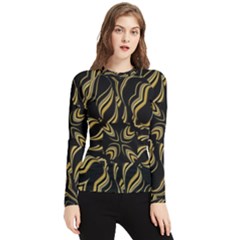 Black And Orange Geometric Design Women s Long Sleeve Rash Guard