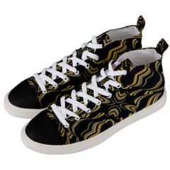 Black And Orange Geometric Design Men s Mid-top Canvas Sneakers by dflcprintsclothing