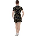 Black And Orange Geometric Design Women s Tee and Shorts Set View2