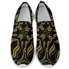 Black And Orange Geometric Design Men s Slip On Sneakers by dflcprintsclothing