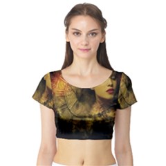 Surreal Steampunk Queen From Fonebook Short Sleeve Crop Top by 2853937