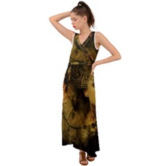 Surreal Steampunk Queen From Fonebook V-neck Chiffon Maxi Dress