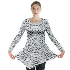 Dots Motif Geometric Print Design Long Sleeve Tunic 