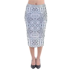 Dots Motif Geometric Print Design Velvet Midi Pencil Skirt