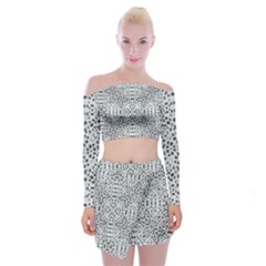 Dots Motif Geometric Print Design Off Shoulder Top With Mini Skirt Set by dflcprintsclothing