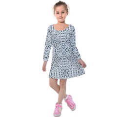 Dots Motif Geometric Print Design Kids  Long Sleeve Velvet Dress by dflcprintsclothing